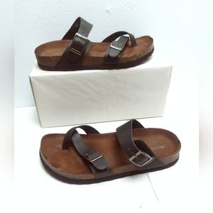 Mountain Sole 7 Black Footbed Sandal Slide Double Buckle Casual Summer